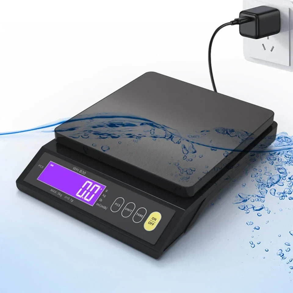elektroniczna waga kuchenna cyfrowa 5 kg/0,1 g i 10 kg/1 g, wyświetlacz LCD, w pełni wodoodporne narzędzie ze stali nierdzewnej do gotowania