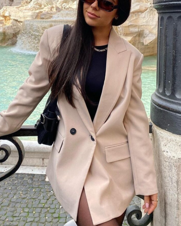 Elegancki Podwójnie Zapięty Blazer Damski