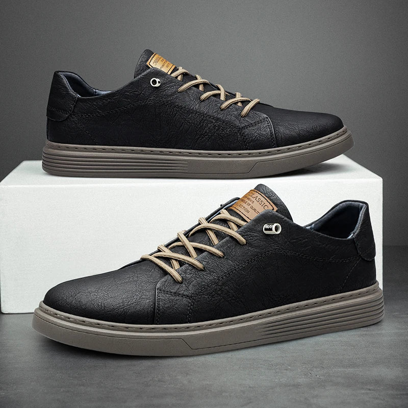 Męskie Sneakersy Oxford z Sznurowaniem i Gumową Podeszwą