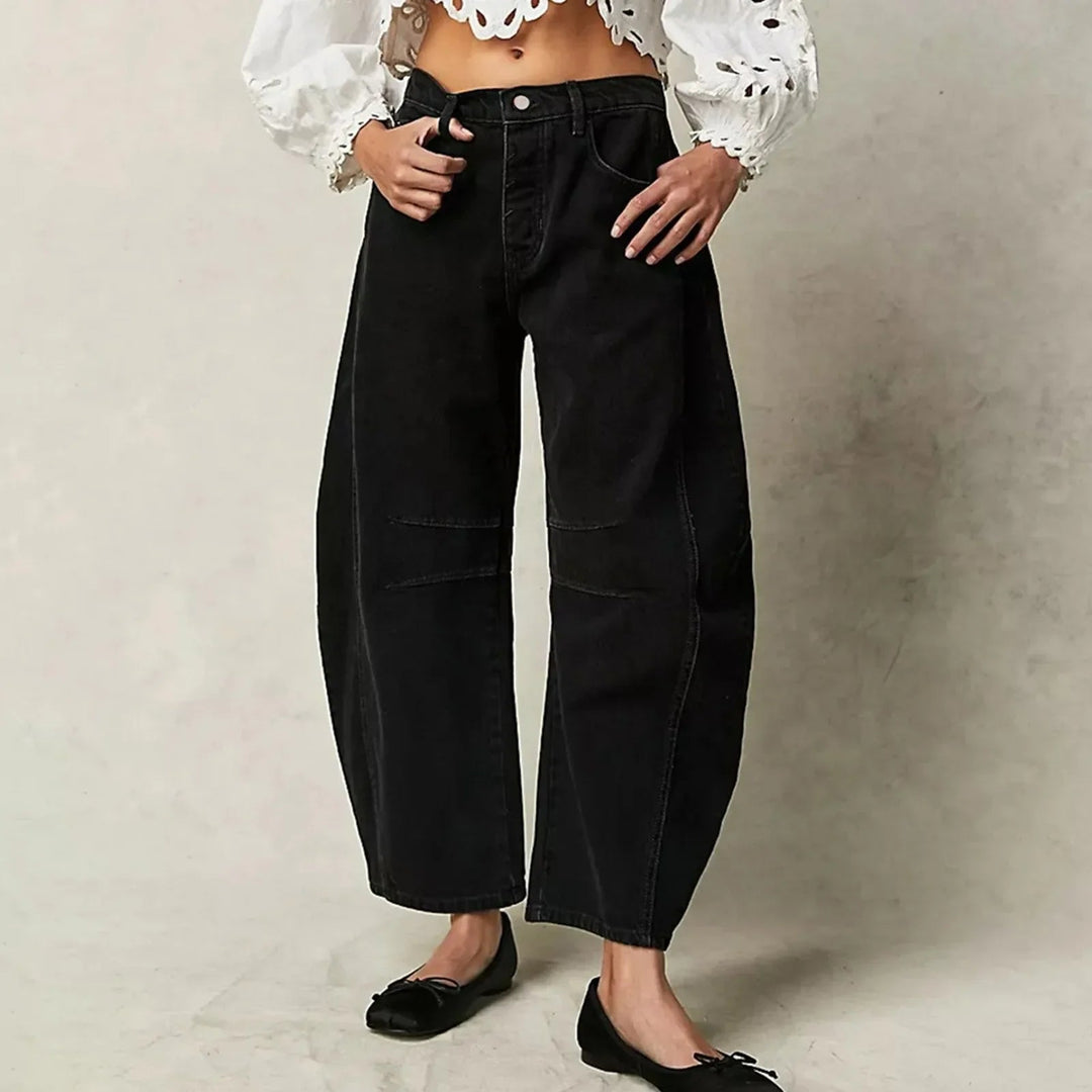 Damskie casualowe szerokie jeansy – wygodny stretch denim, casualowe spodnie na co dzień