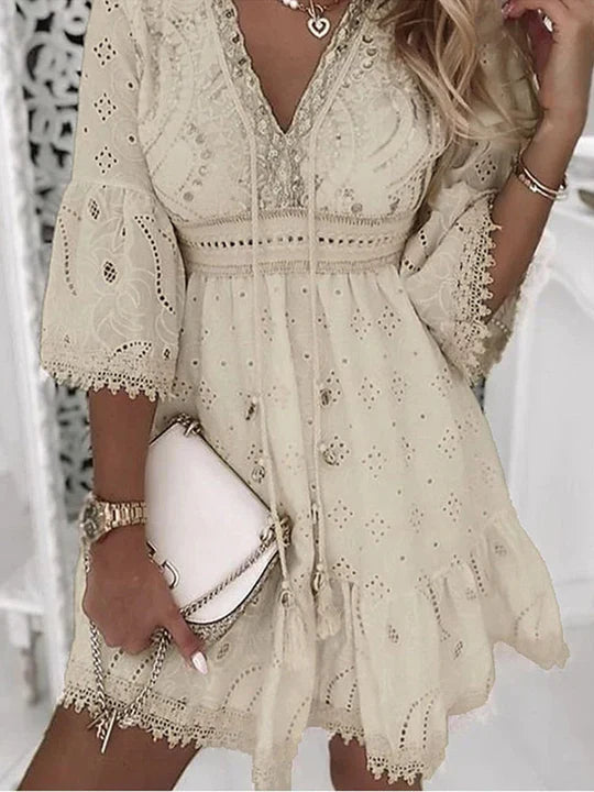 Boho Letnia Sukienka z Haftem