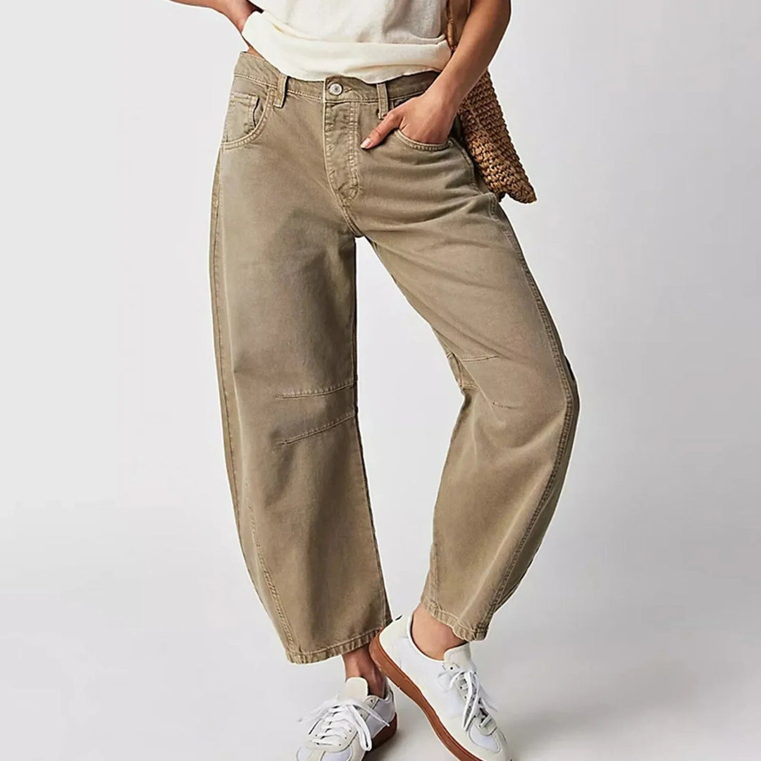 Damskie casualowe szerokie jeansy – wygodny stretch denim, casualowe spodnie na co dzień