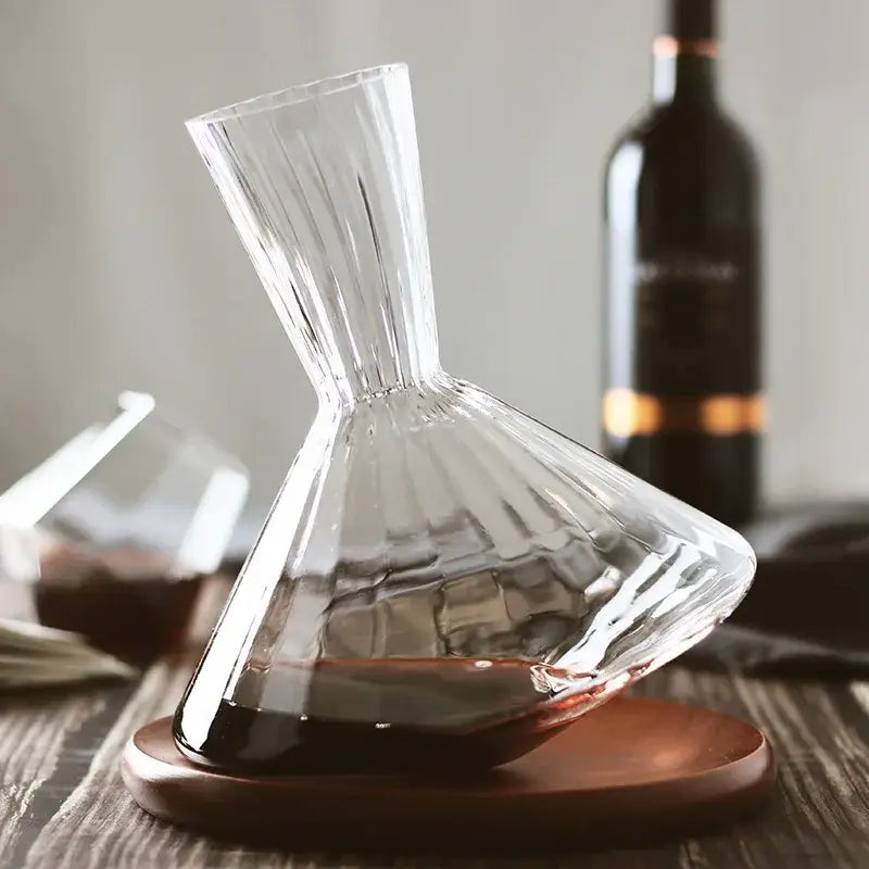 Karafka kryształowa LuxeSwirl | obrotowa szklana karafka 360° do wina, whisky i szampana