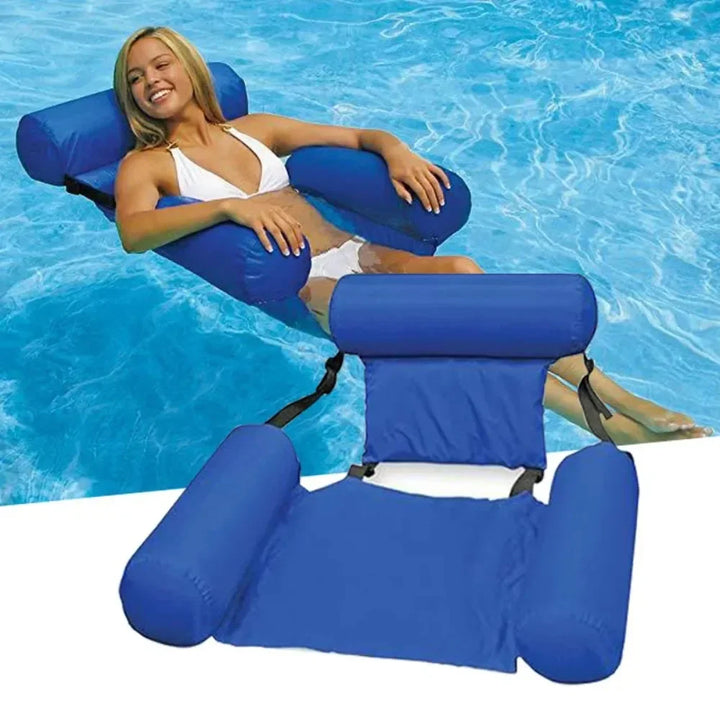 Luksusowe dmuchane krzesło wodne z oparciem – fotel pływający na basen i jezioro