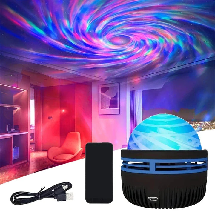 Polariva Projektor Zorzy Polarnej | Synchronizacja z Muzyką i Pilot | Światło Otoczenia RGB | Ładowanie USB | 7,8×7,8×8,7 cm