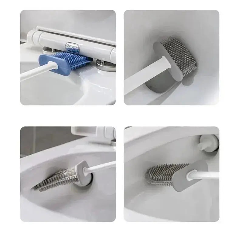 Szczotka do WC HygieBrush DuoClean | Zestaw silikonowych szczotek do WC 2 w 1 z uchwytem naściennym | Antybakteryjna i oszczędzająca miejsce