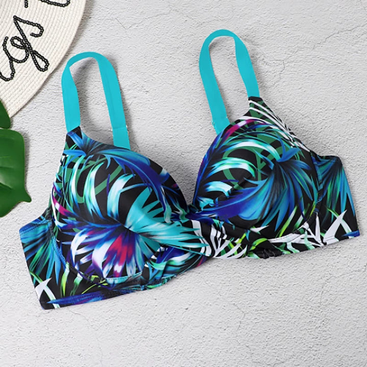 Mary - Kobiece Bikini z Wysokim Stanem Wzór Liści