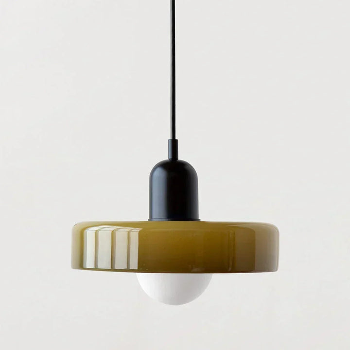 Lampa wisząca Bauhaus z witrażowego szkła