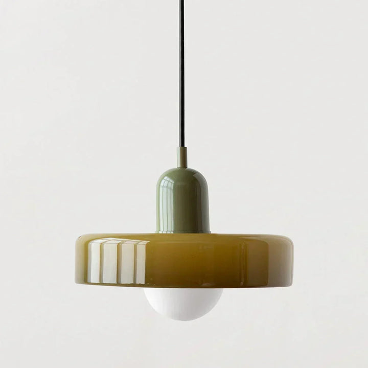 Wisząca lampa Bauhaus z kolorowego szkła