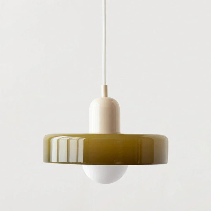 Lampa wisząca Bauhaus z witrażowego szkła