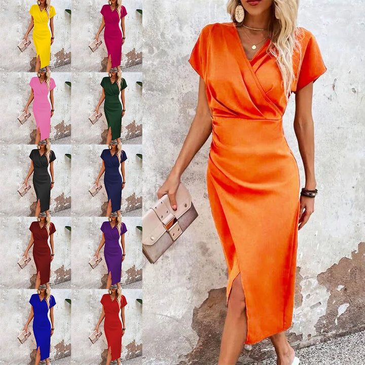 Maggiena – Casual Short V-Neck Mini Dress dla kobiet | Bezwysiłkowy urok