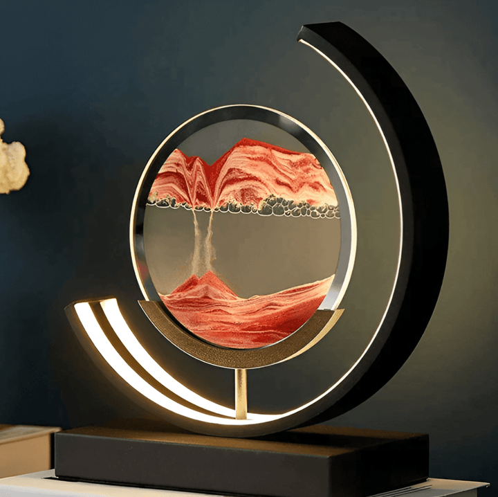 Lampa piaskowa z ruchomym piaskiem i ściemnianym oświetleniem LED dla relaksującej atmosfery