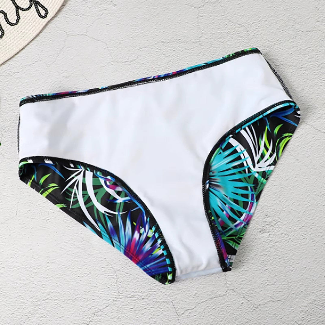 Mary - Kobiece Bikini z Wysokim Stanem Wzór Liści