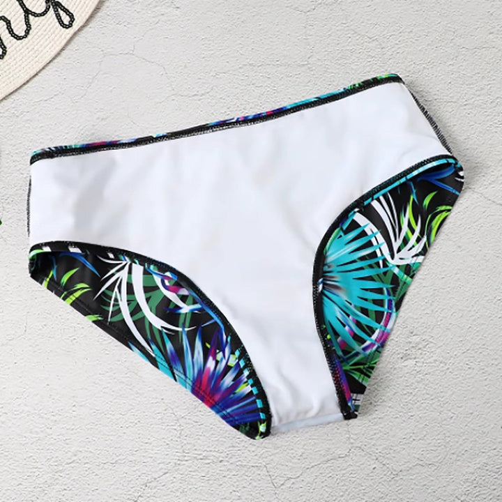 Mary - Kobiece Bikini z Wysokim Stanem Wzór Liści