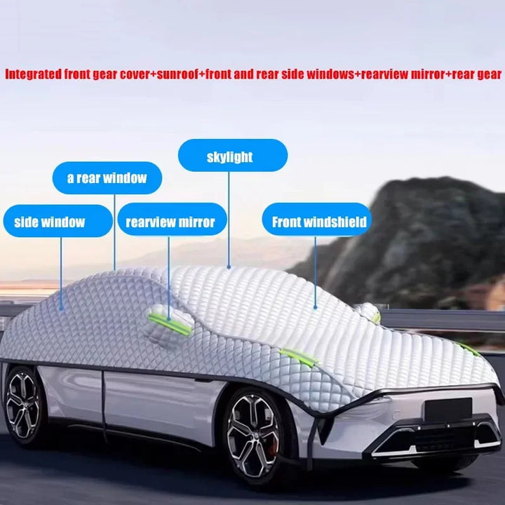 AutoProtect Pokrowiec na samochód | Wodoodporny i odporny na promienie UV | Całoroczna ochrona przed słońcem, śniegiem i gradem