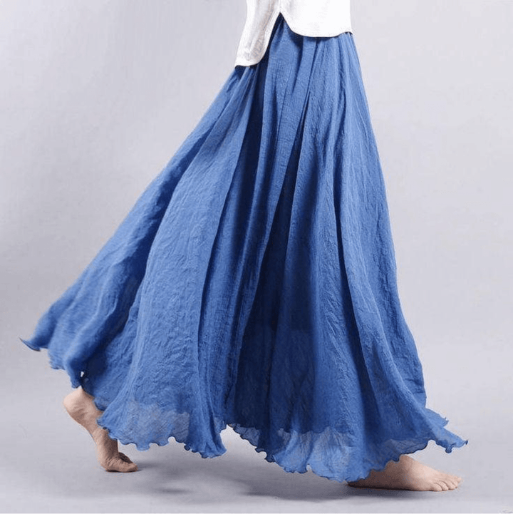 Boho Lniana Spódnica Maxi