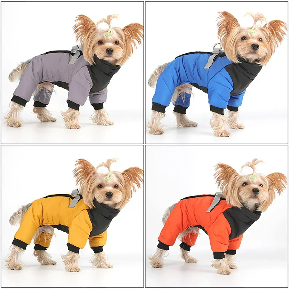 FurLuxe wodoodporny płaszcz zimowy z uprzężą – płaszcz dla psów małych i średnich ras