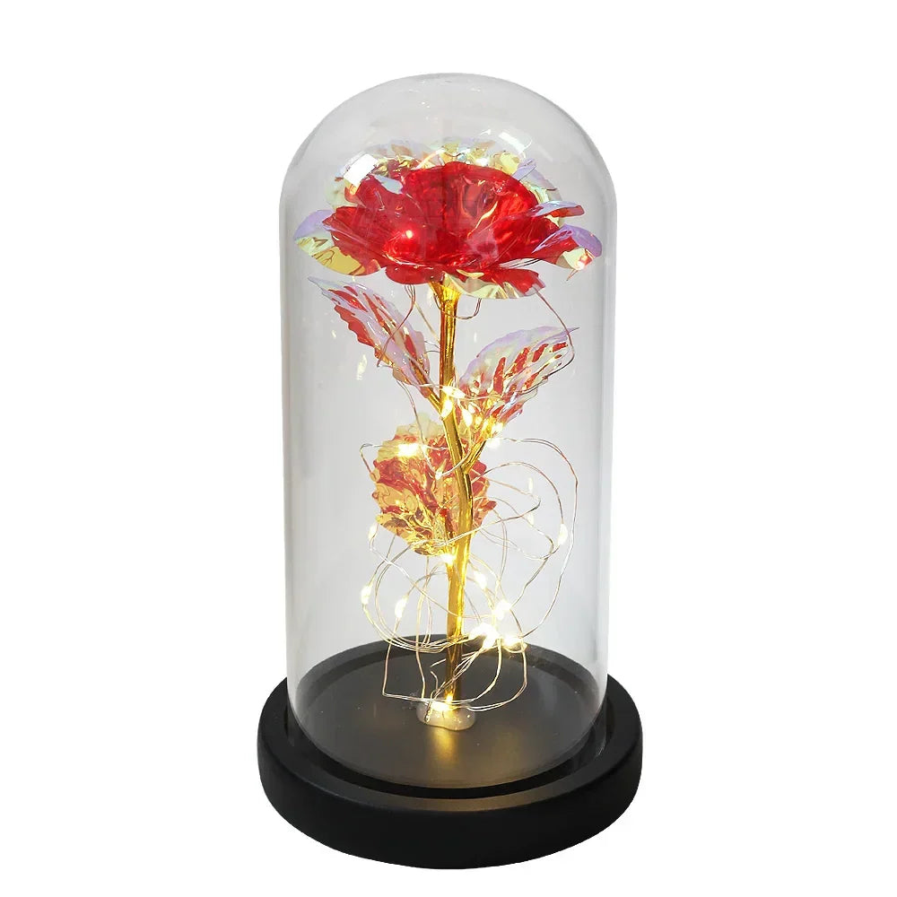 CrystalAura LED Rose Dome | Elegancka Podświetlana Róża do Dekoracji Ślubnych i Okolicznościowych