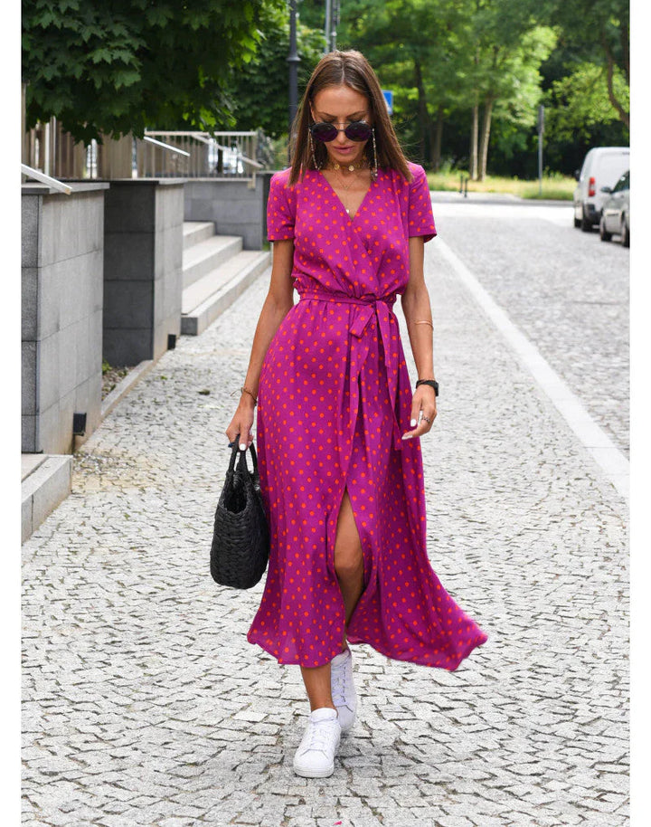 Kwiatowa Sukienka Maxi na Lato z Eleganckim Dekoltem V