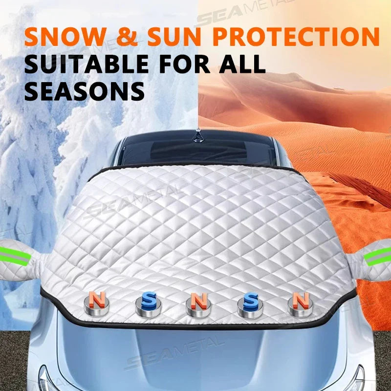 FrostGuard Pro | Osłona na przednią szybę w 5 warstwach | Magnetyczna i odporna na wiatr | Pełna ochrona przed lodem