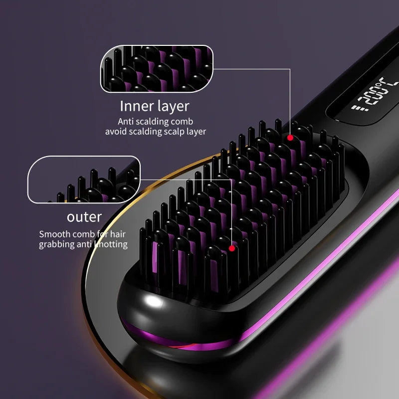 Glissara | Bezprzewodowa prostownica do włosów | Funkcja ładowania USB i wyświetlacz LCD | Technologia ceramiczno-jonowa