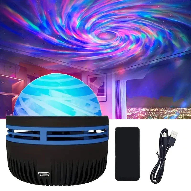 Polariva Projektor Zorzy Polarnej | Synchronizacja z Muzyką i Pilot | Światło Otoczenia RGB | Ładowanie USB | 7,8×7,8×8,7 cm