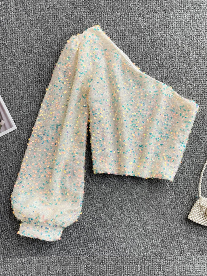 Fleur – Brokatowy Top Jedno-Ramie | Zachwycaj z Elegancją