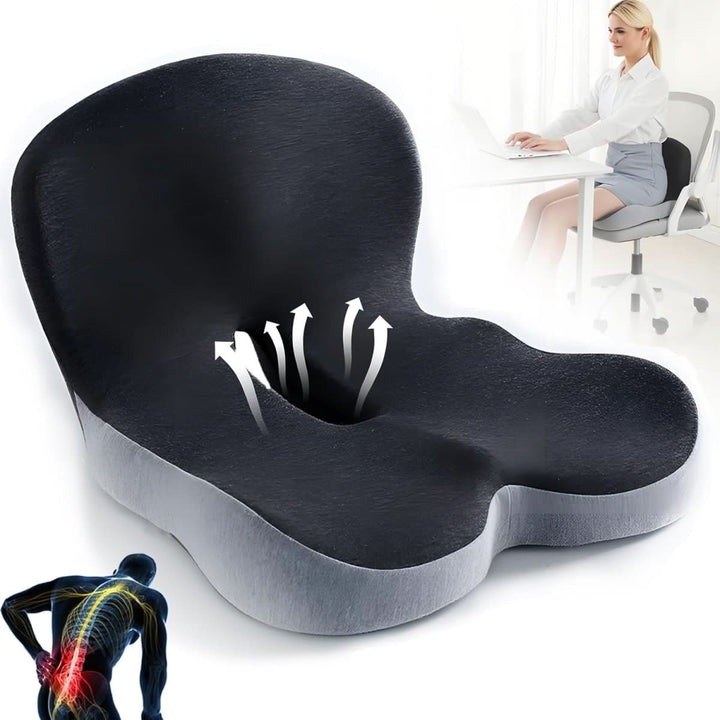 Poduszka na krzesło | Ergonomiczna poduszka z pianki memory | Odciążająca i antypoślizgowa | ErgoComfort