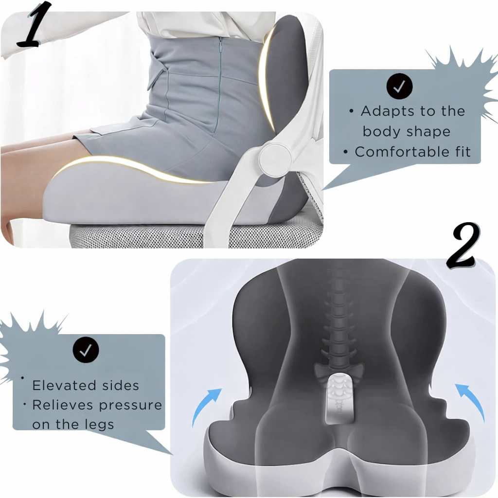 Poduszka na krzesło | Ergonomiczna poduszka z pianki memory | Odciążająca i antypoślizgowa | ErgoComfort