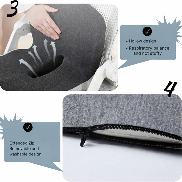 Poduszka na krzesło | Ergonomiczna poduszka z pianki memory | Odciążająca i antypoślizgowa | ErgoComfort