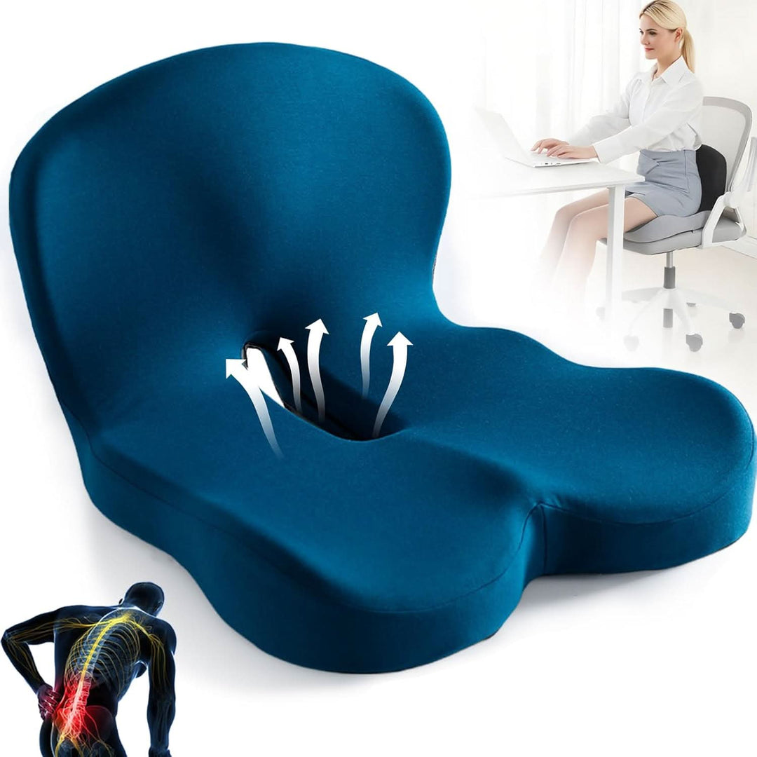 Poduszka na krzesło | Ergonomiczna poduszka z pianki memory | Odciążająca i antypoślizgowa | ErgoComfort