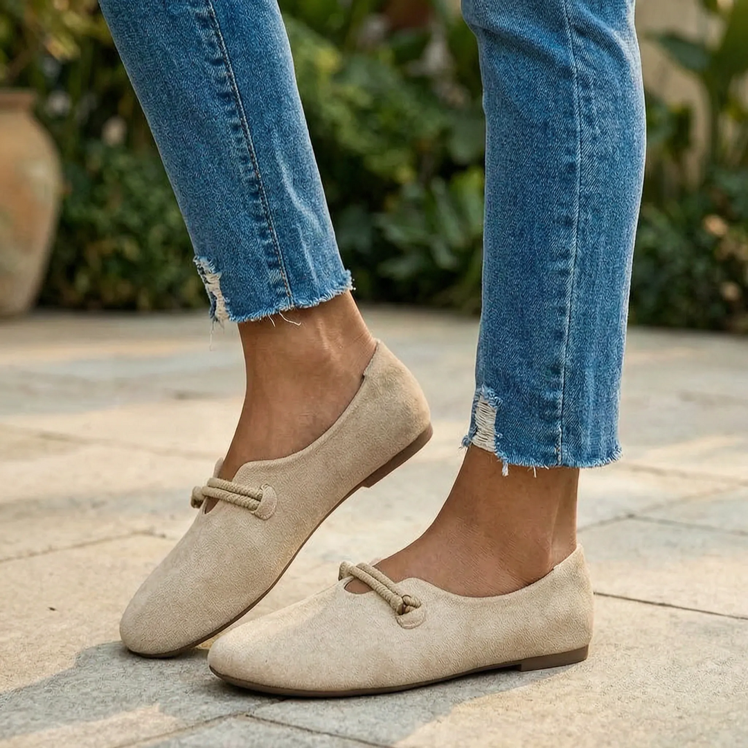 SoleviaSupportive Slip-On Flat With Rope Detail
