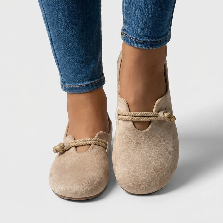SoleviaSupportive Slip-On Flat With Rope Detail