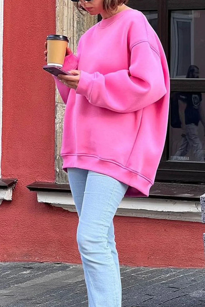 Damska bluza oversize – bawełna, casualowa z okrągłym dekoltem na wygodne codzienne stylizacje