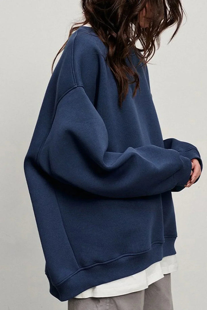 Damska bluza oversize – bawełna, casualowa z okrągłym dekoltem na wygodne codzienne stylizacje