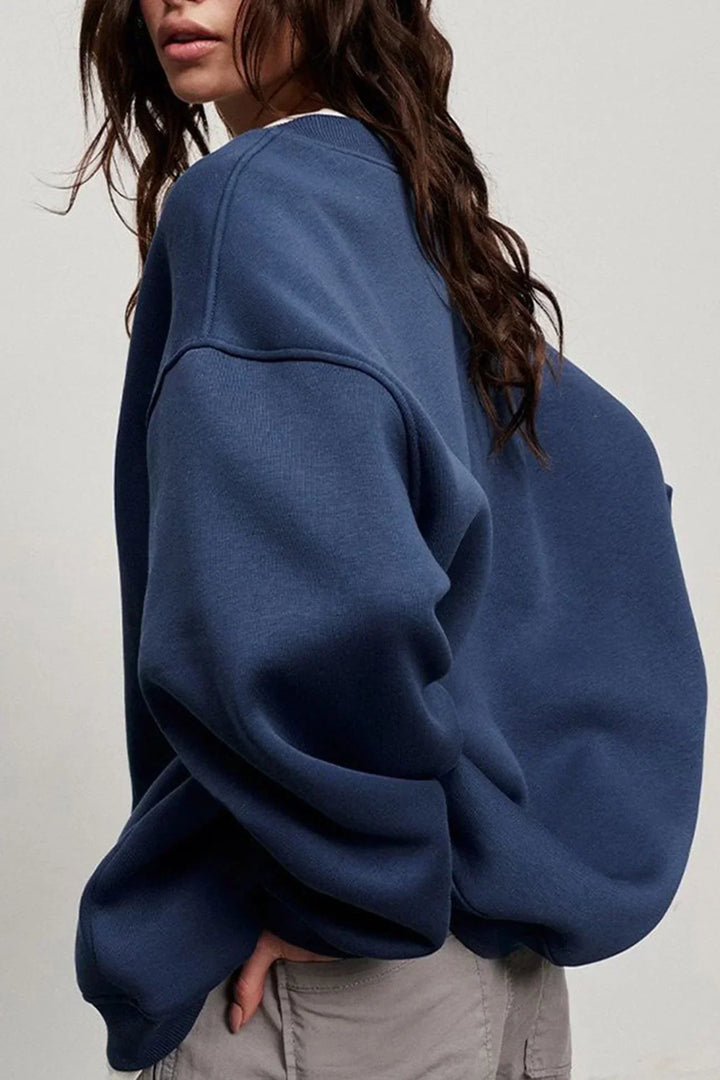 Damska bluza oversize – bawełna, casualowa z okrągłym dekoltem na wygodne codzienne stylizacje