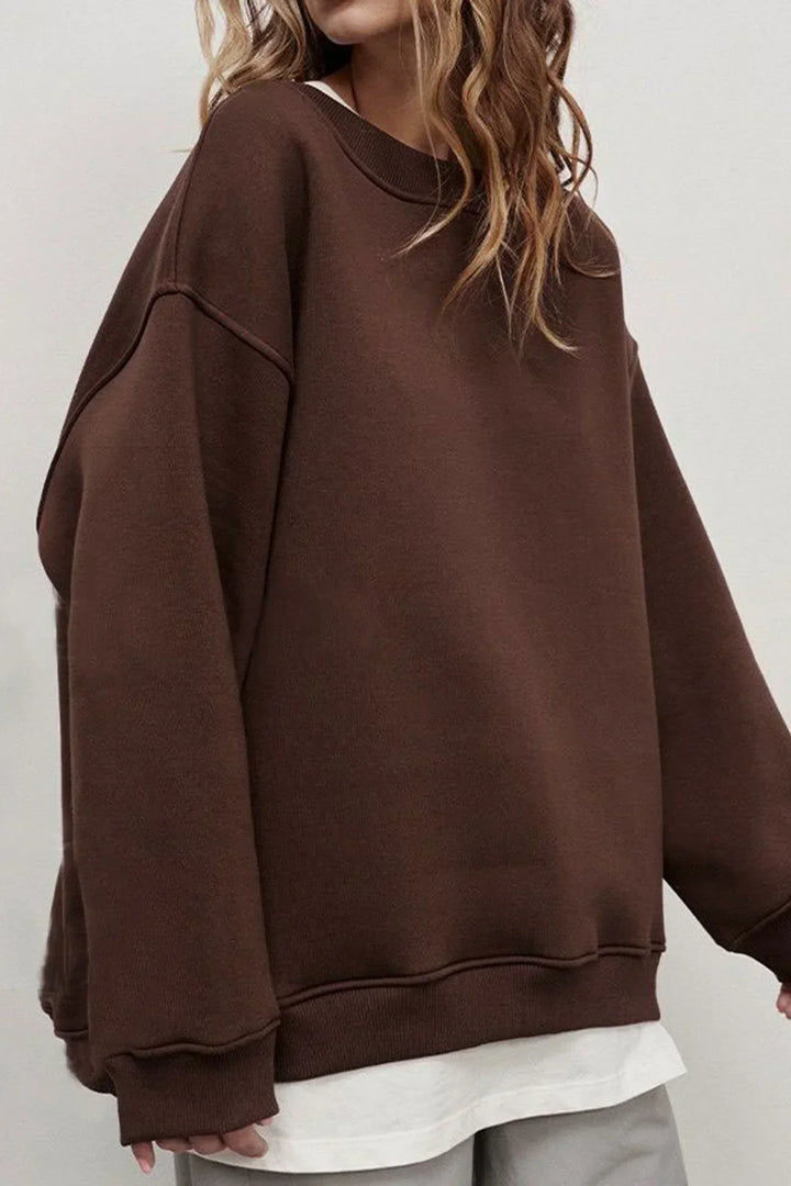 Damska bluza oversize – bawełna, casualowa z okrągłym dekoltem na wygodne codzienne stylizacje