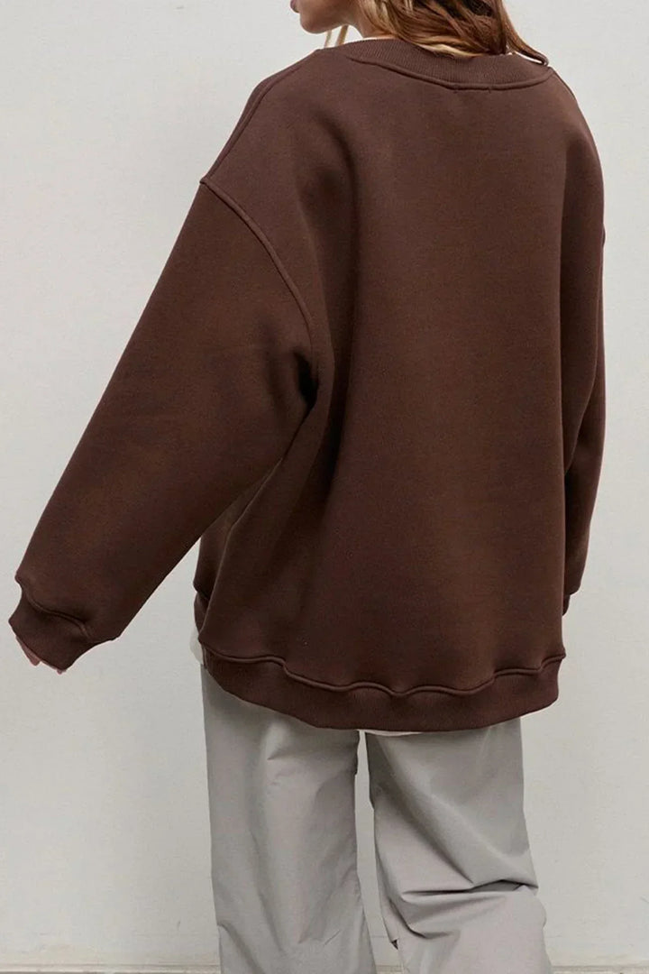 Damska bluza oversize – bawełna, casualowa z okrągłym dekoltem na wygodne codzienne stylizacje
