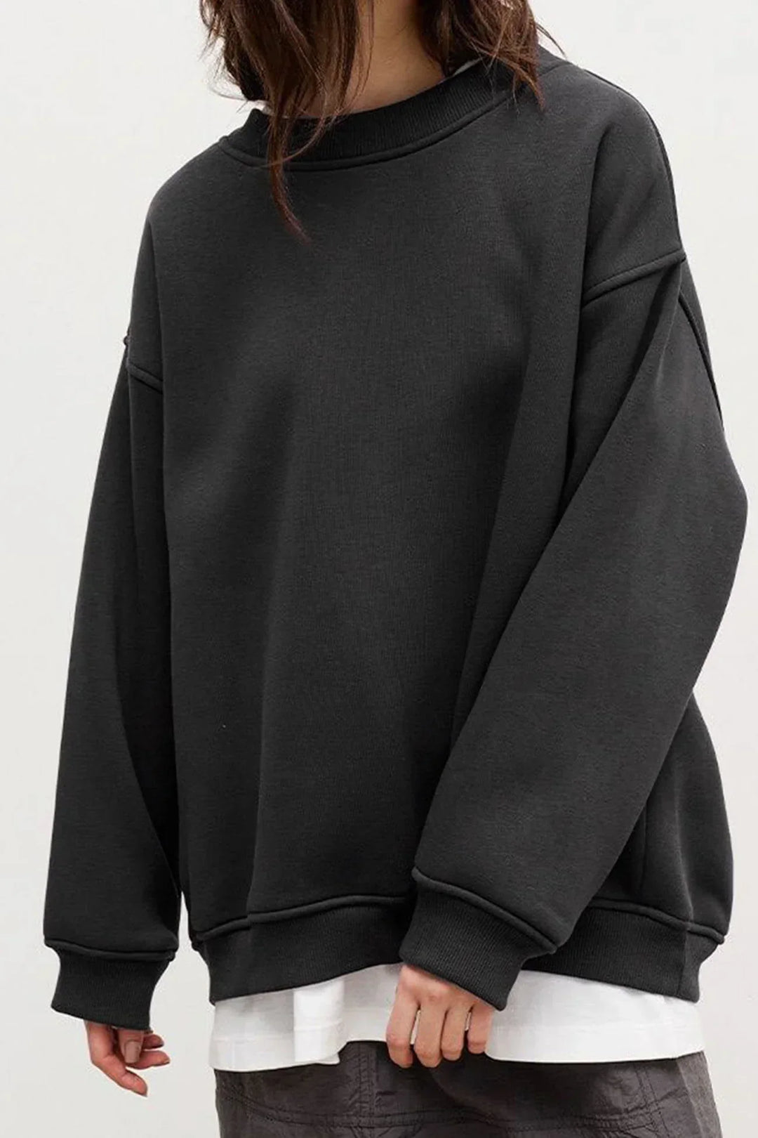 Damska bluza oversize – bawełna, casualowa z okrągłym dekoltem na wygodne codzienne stylizacje