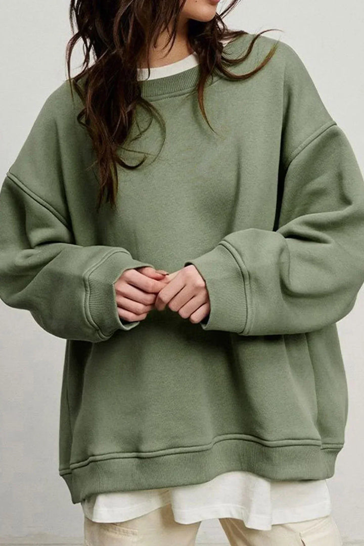 Damska bluza oversize – bawełna, casualowa z okrągłym dekoltem na wygodne codzienne stylizacje