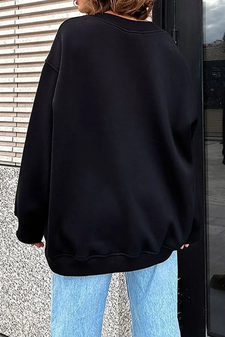 Damska bluza oversize – bawełna, casualowa z okrągłym dekoltem na wygodne codzienne stylizacje
