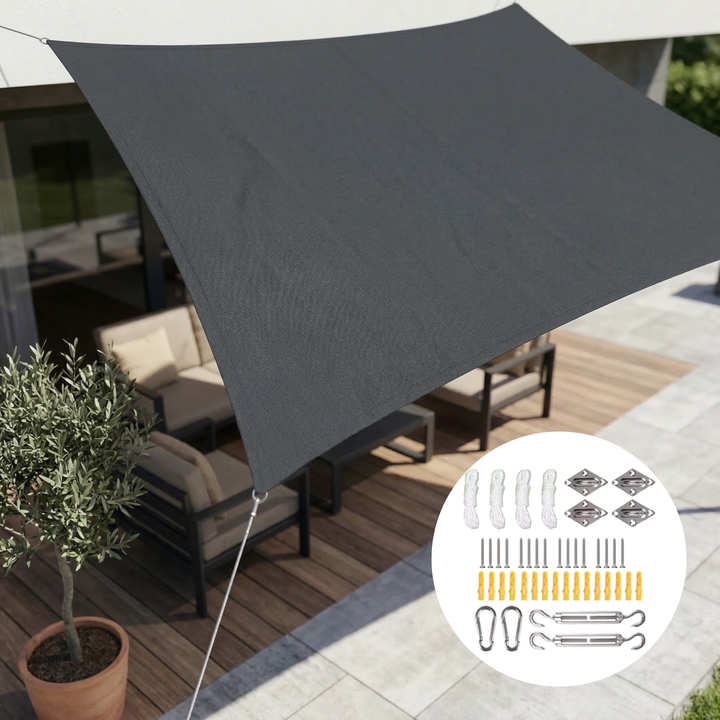 Prostokątny wodoodporny żagiel przeciwsłoneczny | Wodoodporna tkanina outdoorowa | Ochrona UV | SkyCover