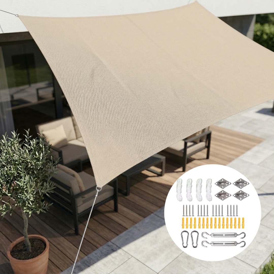 Prostokątny wodoodporny żagiel przeciwsłoneczny | Wodoodporna tkanina outdoorowa | Ochrona UV | SkyCover