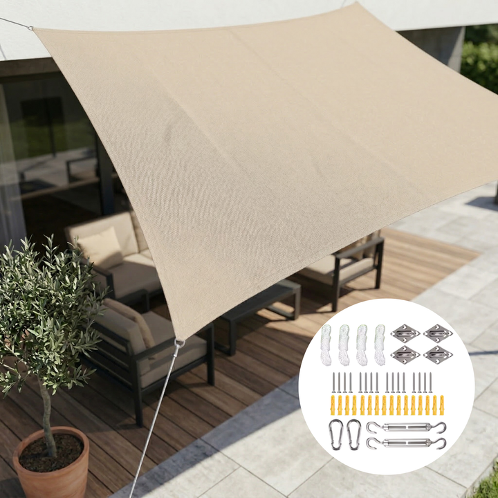 Prostokątny wodoodporny żagiel przeciwsłoneczny | Wodoodporna tkanina outdoorowa | Ochrona UV | SkyCover