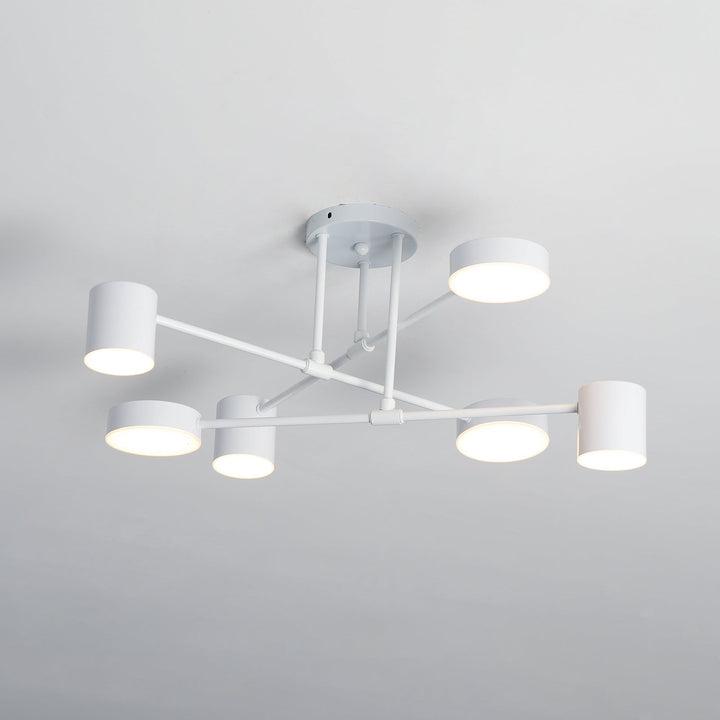 Lampa sufitowa Sputnik z krzyżującymi się ramionami i cylindrycznymi punktami świetlnymi