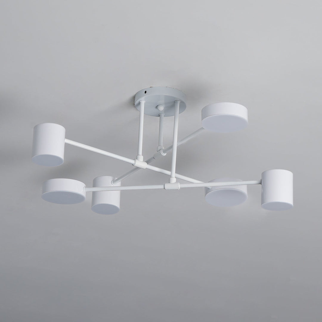 Lampa sufitowa Sputnik z krzyżującymi się ramionami i cylindrycznymi punktami świetlnymi