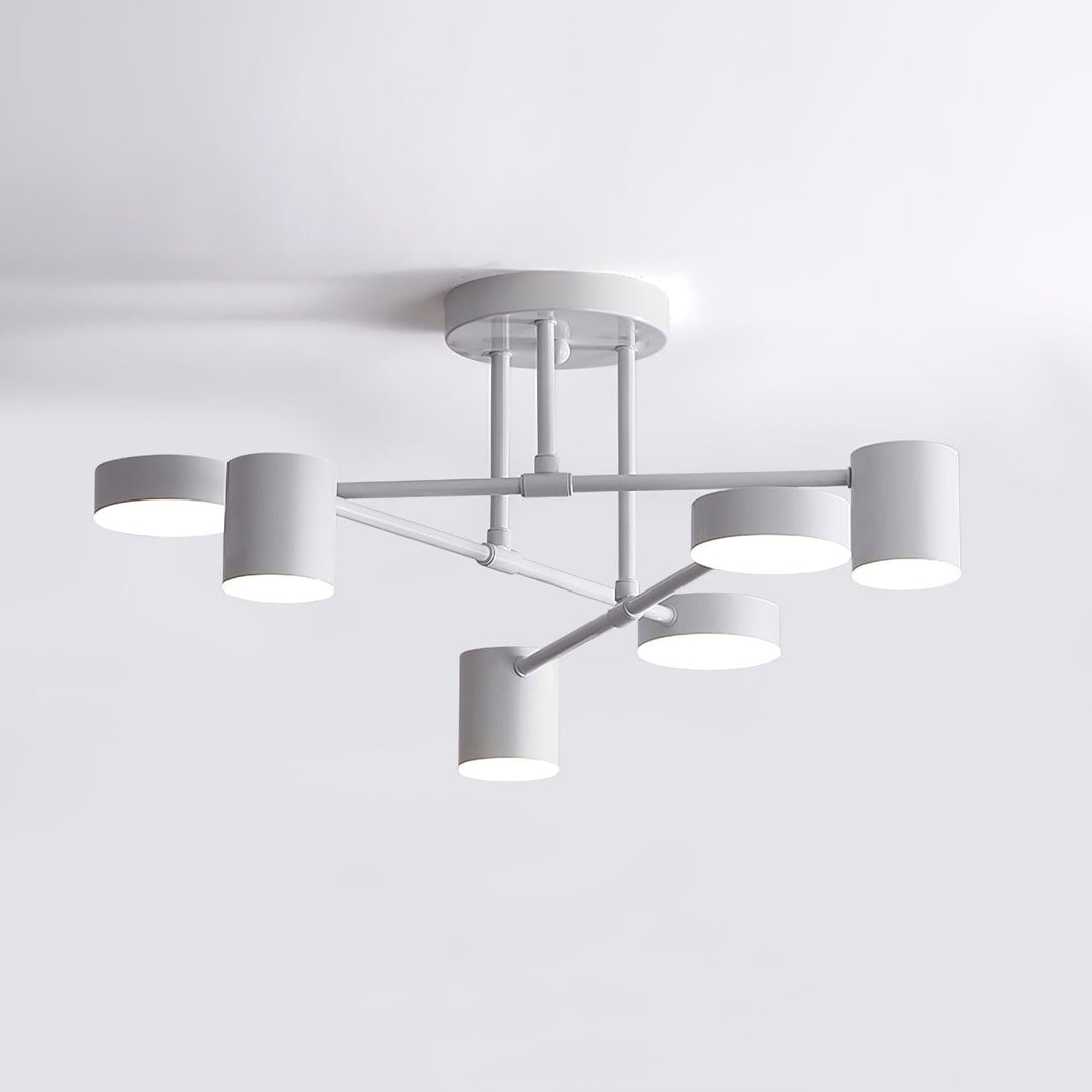 Lampa sufitowa Sputnik z krzyżującymi się ramionami i cylindrycznymi punktami świetlnymi