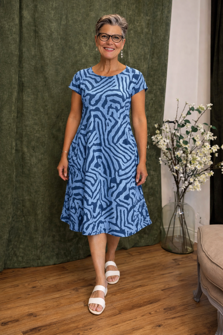 Ingrid™ | Lniana Letnia Sukienka Midi