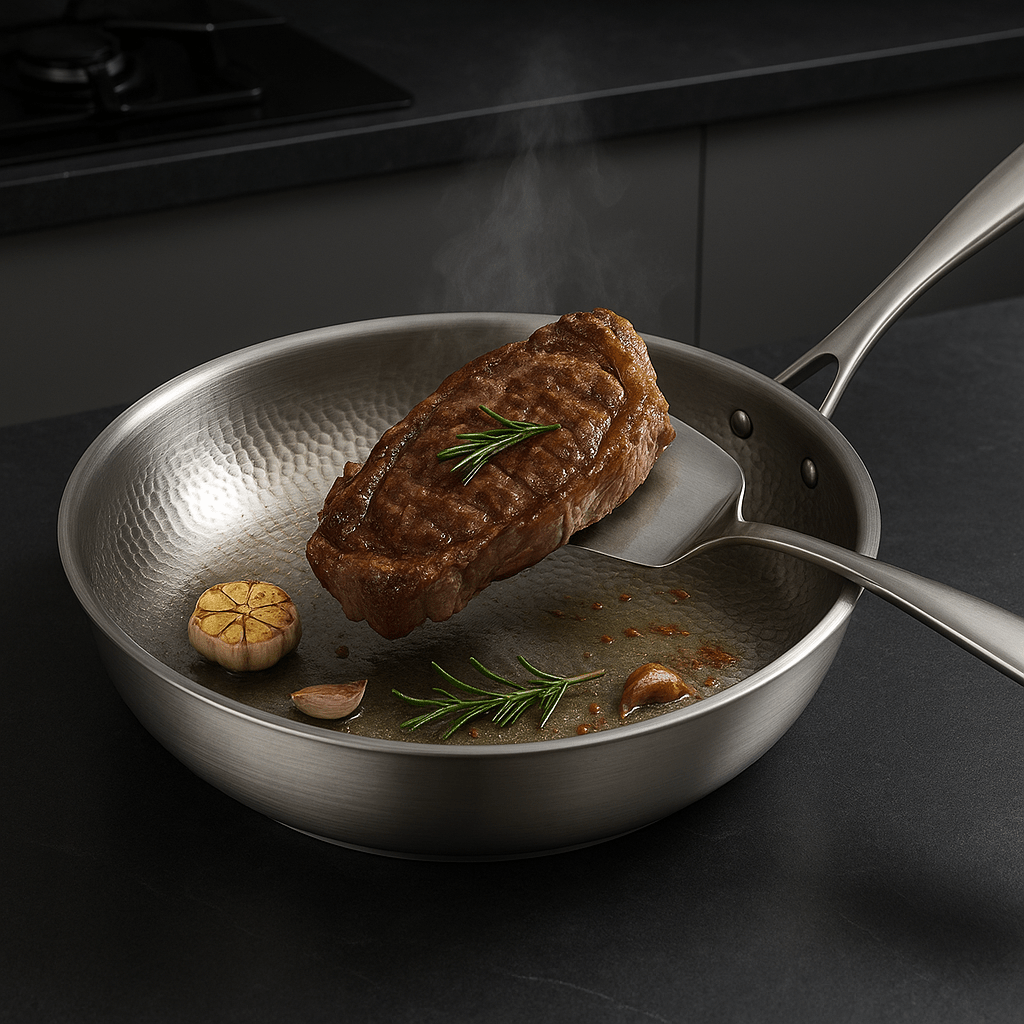 TITAN-PREMIUM PAN – Wysokiej jakości patelnia tytanowa bez powłoki do wszystkich rodzajów płyt kuchennych