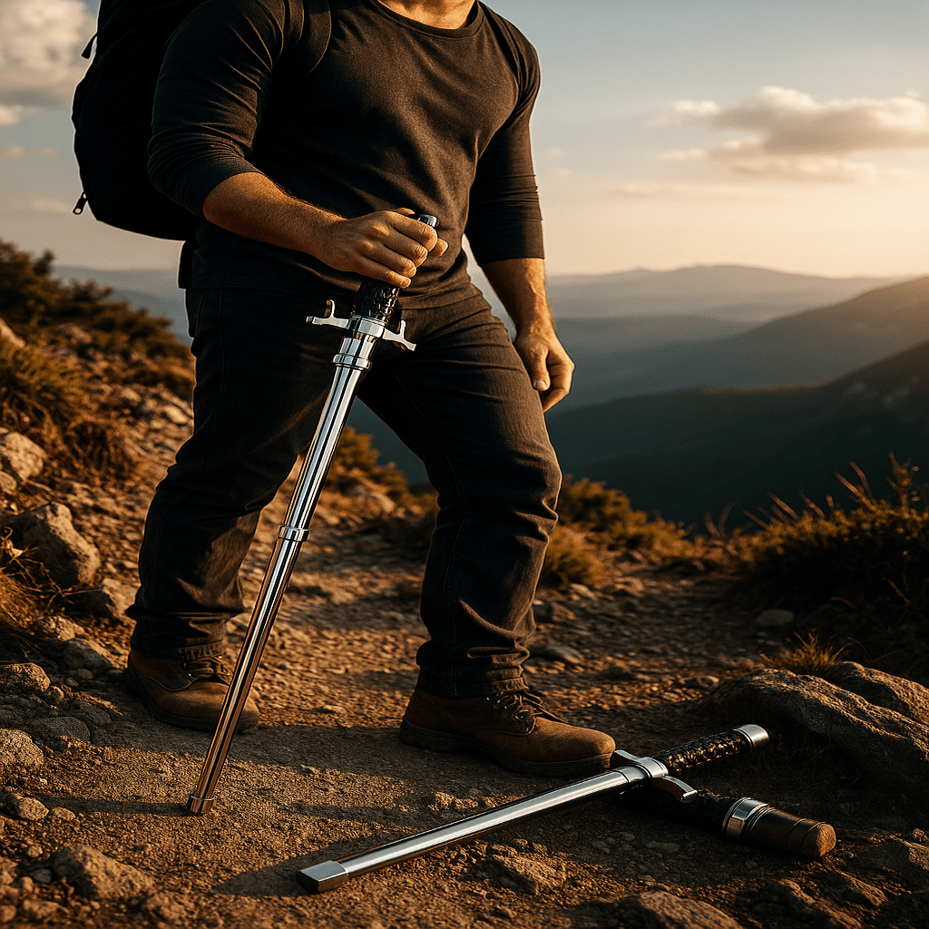 TerraGrip | Regulowany i wytrzymały kij trekkingowy ze stopu metalu z antypoślizgowym uchwytem